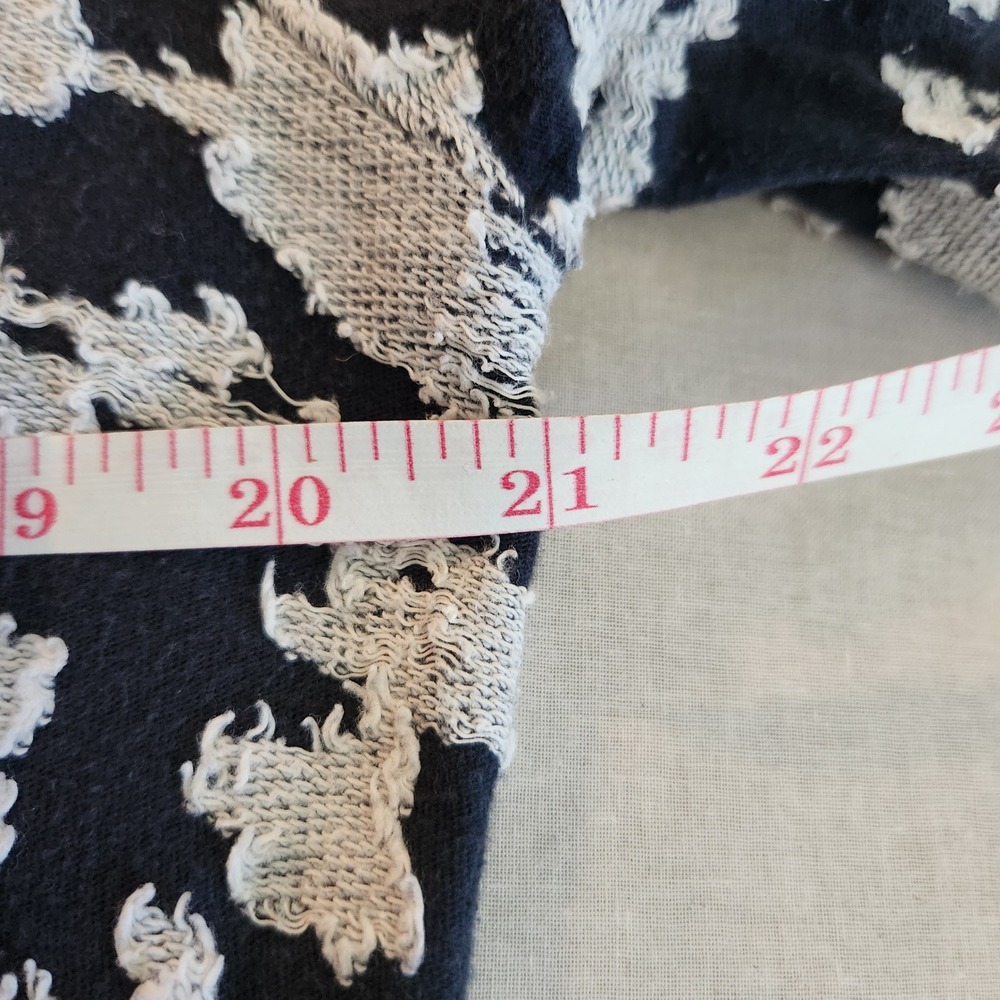 Loft Navy Blue Gray Textured Jacquard Long Sleeve Boat Neck Top Large - Picture 5 of 7